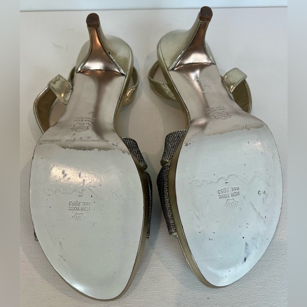 Nina Women’s Leather Slingback Gold Silver Heels  Size 9.5 - Picture 7 of 10